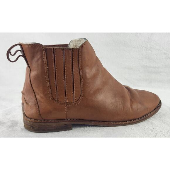 MADEWELL Ainsley Chelsea Leather Shearling Slip On Ankle Boot Brown | Size 10 - Picture 9 of 16